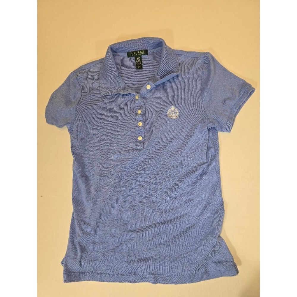 Lauren Ralph‎ Lauren Polo Shirt Crest Logo Short Sleeve Top Blue M/M